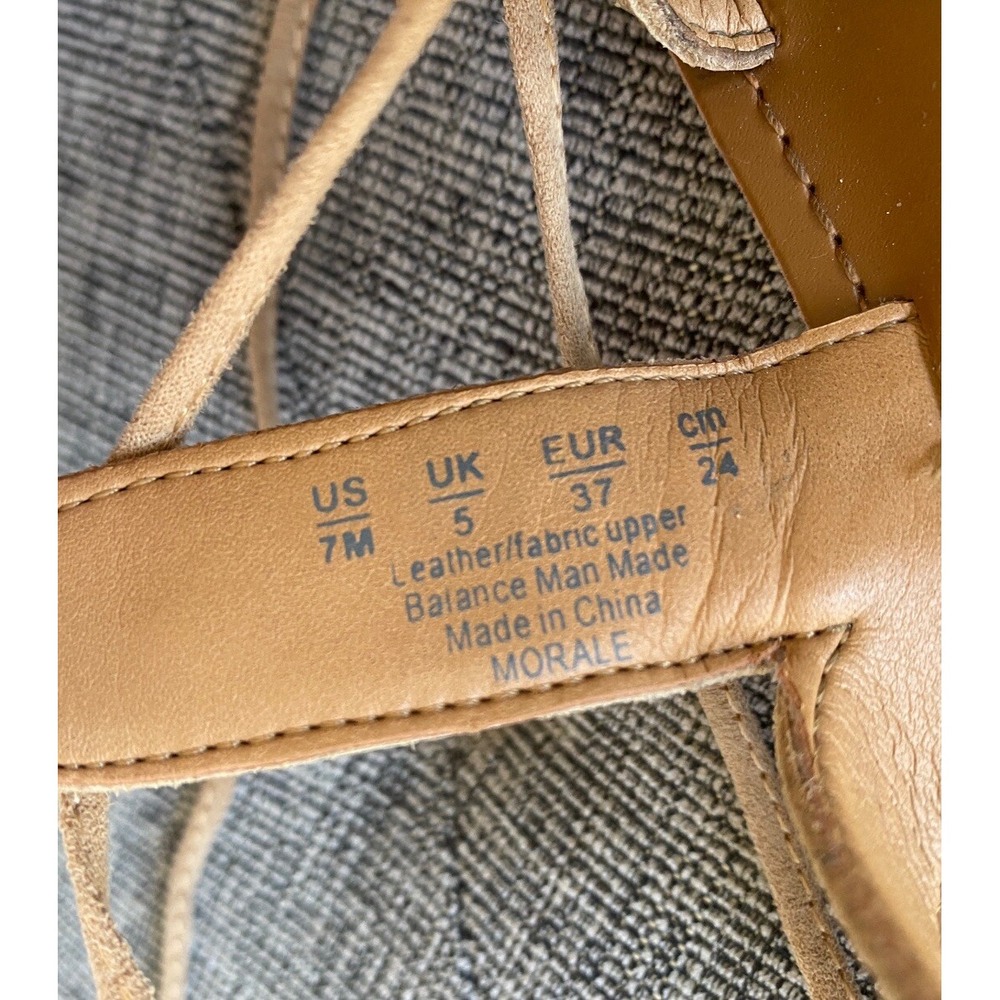 Franco Sarto Women's Morale Sandals Size 7M Ankle Lace Gold Chain Details - Picture 6 of 8